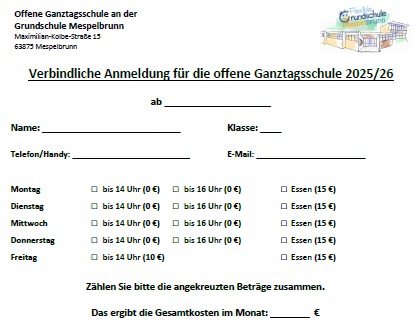 Anmeldung OGS